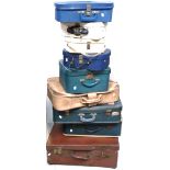 Nine vintage suitcases/vanity cases (9).
