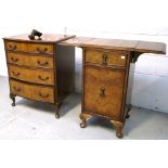 A walnut chest of drawers of small proportions on cabriole legs,