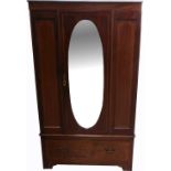 A late 19th early 20th century mahogany and inlaid wardrobe,