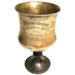 A George V hallmarked silver trophy cup,