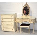 A retro French style cream dressing table with swing mirror,