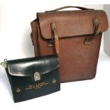 An S.E.N. Limited leather railway type bag dated 1943 and inscribed T.