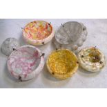 Six retro coloured glass marble effect ceiling light shades (6).