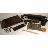 A quantity of mid 20th century pharmaceutical items to include pill presses, pill counters,