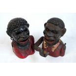 A c.1900 American cast iron"Jolly" money box, height 16cm and a similar "Dinah" example (af) (2).