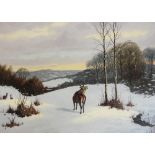 VINCENT SELBY (b.1919); oil on canvas, winter landscape with stag, signed lower right, 44 x 59.