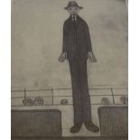 After LAURENCE STEPHEN LOWRY (1887-1976); a black and white limited edition print "The Tall Man",