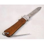 An Edwardian oak and electroplated Paul Weyersberg & Co Solingen drop knife with spike, length of