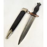 A German WWII SS dagger with Carl Julius Krebs of Solingen blade, and scabbard (af). CONDITION