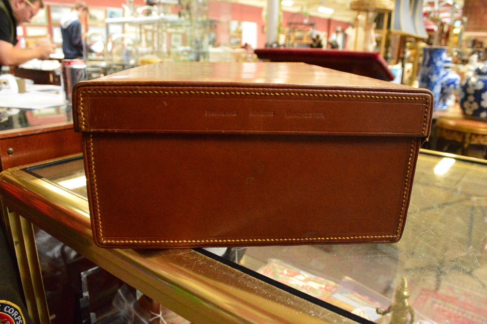 A Finnigans leather gentleman's vanity case with fitted interior containing four George V hallmarked - Image 3 of 10