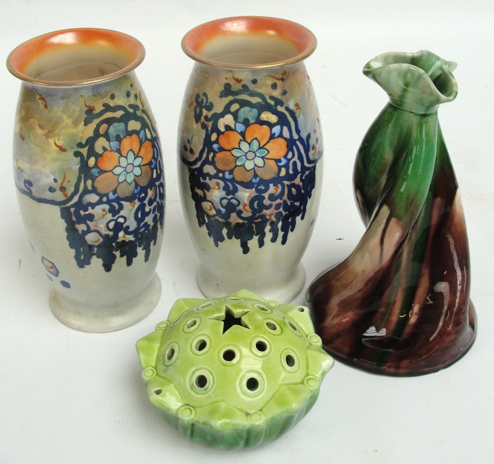 A pair of Royal Staffordshire Pottery Wilkinson Ltd "Storm" ovoid vases decorated by Butler, printed