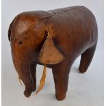 OMERSA; a vintage stitched leather stool in the form of an elephant, length 59cm. CONDITION