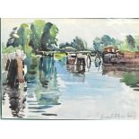 CARMEL FLYNN (Irish, active 1938-1984); watercolour depicting a lake scene,