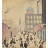 After LAURENCE STEPHEN LOWRY (1887-1976); a signed print "Mrs Swindell's Picture", depicting an