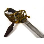 A George V officer's dress sword with shagreen grip, pierced knuckle guard, the blade engraved "