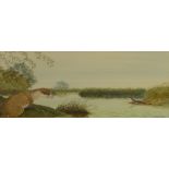 TERRY RILEY; watercolour "On The Riverbank",