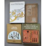 A collection of scientific reference books.