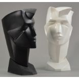 Lindsey B; a pair of moulded acrylic Art Deco style mannequin busts, signed and dated 1987, height