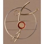 DOROTHY HOGG (born 1945); an 'Artery' brooch, silver and coral, diameter 11.5cm (max).