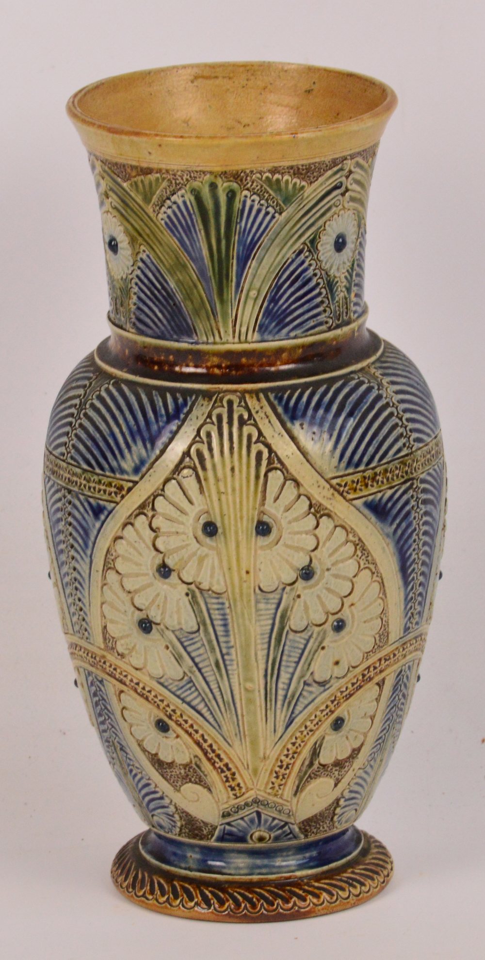ROBERT WALLACE MARTIN (1843-1924) for Martin Brothers, London; a salt glazed vase, engraved floral - Image 2 of 6