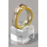 TANJA UFER (born 1973); a rough cut ring, silver and 22ct gold, kumboo rough diamond, ring size