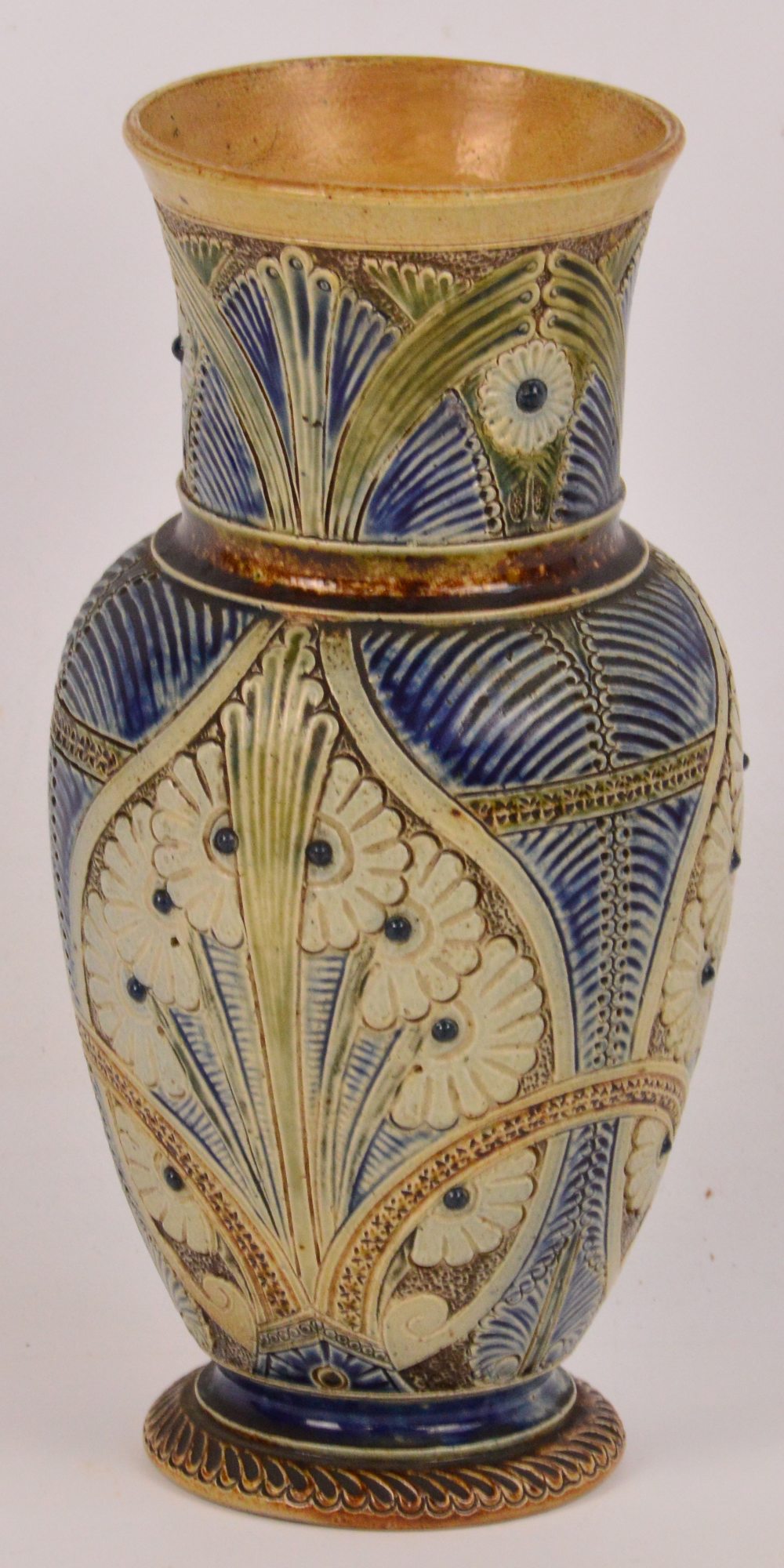 ROBERT WALLACE MARTIN (1843-1924) for Martin Brothers, London; a salt glazed vase, engraved floral - Image 3 of 6