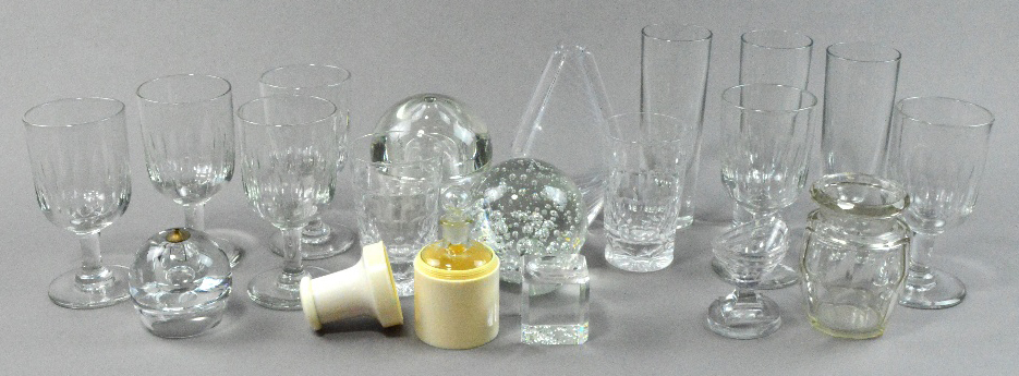 A group of clear glass vessels and ornaments, including Caithness and other studio pieces (20).