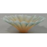 TESSA CLEGG (born 1946); a large green pate du verre frosted glass bowl of flared and fluted form,