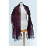 ISSEY MIYAKE (born 1938); a burgundy stole, 187 x 42cm.

Provenance: Purchased from Pollyanna,