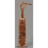 MO JUPP (born 1938); a stoneware standing female figure, red clay with white slip highlights,