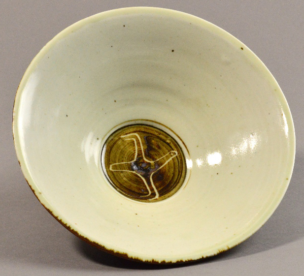 BERNARD LEACH (1887-1979) for Leach Pottery; a porcelain flared dish with brush decoration and
