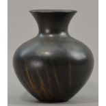 MICHAEL ALLEN; a burnished vase, smoke fired and blackened, impressed MA mark, height 17cm.