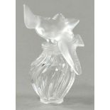 A Lalique glass scent bottle with stopper in the form of a pair of doves, incised signature,