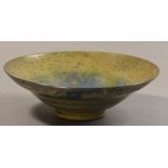 SUTTON TAYLOR (born 1943); an earthenware footed bowl, double curved form, banded lustre