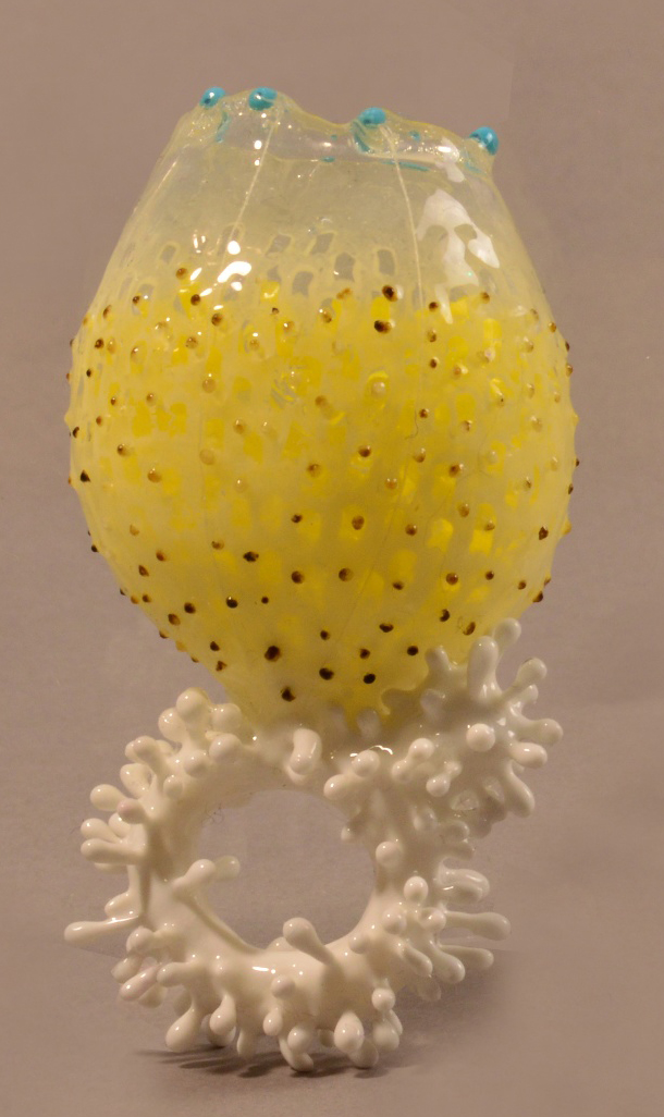 SEULGI KWON (born 1983); a 'Hidden Instinct' ring, silicone and plastic thread, yellow with