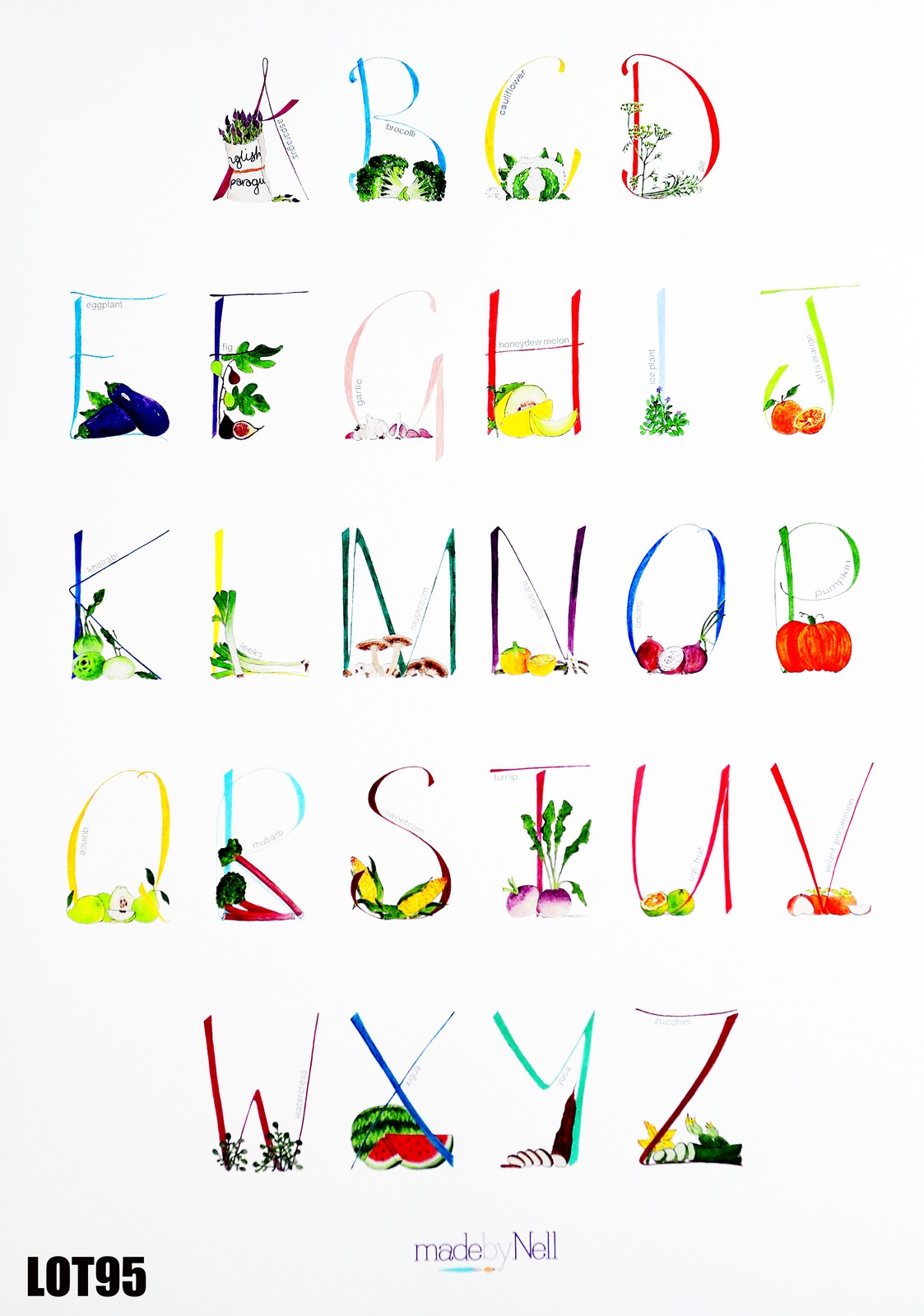 Fruit alphabet by Made by Nell (30x42cm) print. I am a qualified shoe designer and Montessori