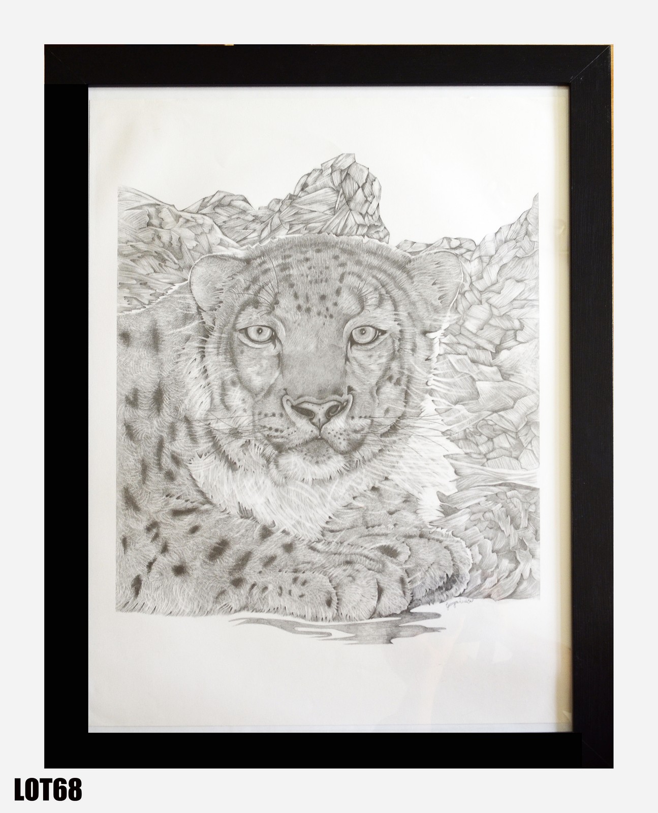 "The Himalayan Endangered Snow Leopard" (45x63cm) by Georgia Louise – signed framed print – 2 of 2