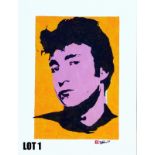 Four John Lennon stencils on canvas (30x40cm) by Cyrano Denn (an anagram of Danny Crone) – a North