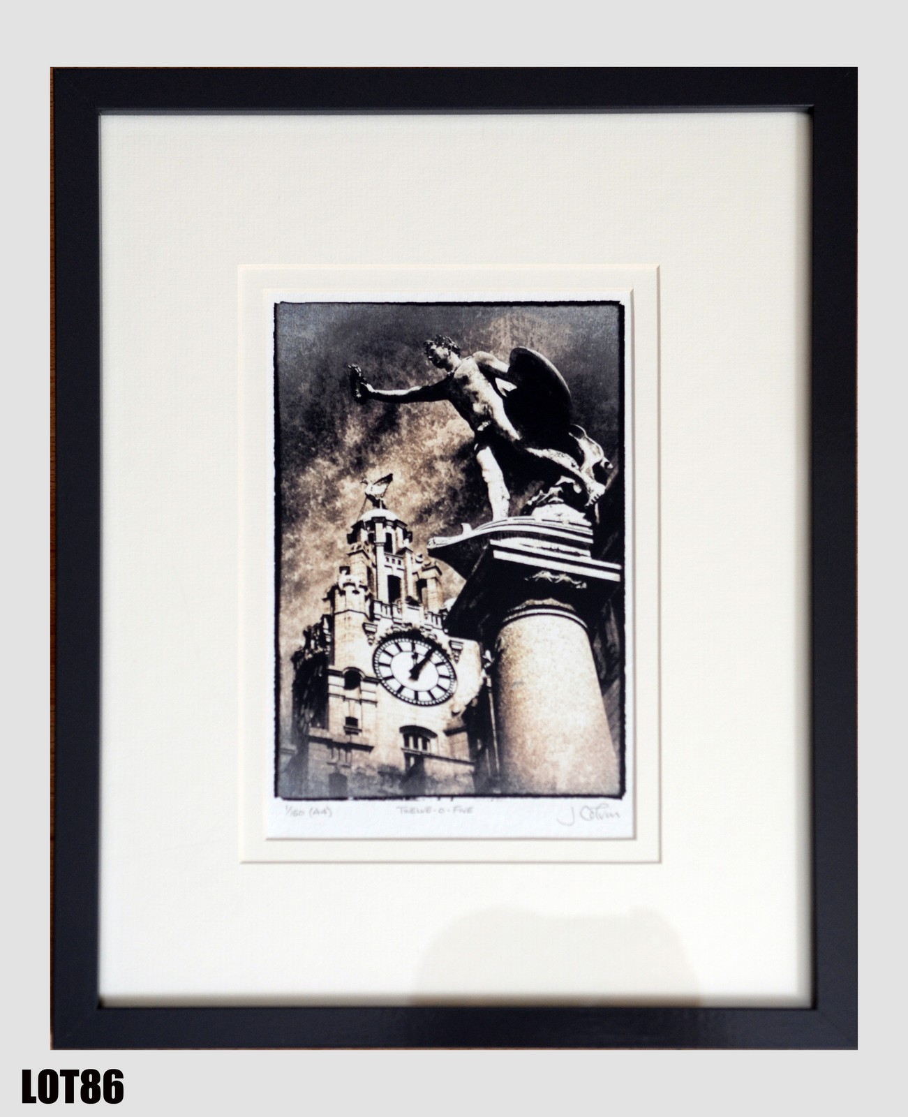 "Twelve o Five" by Jim Colvin (16x24cm) Indian rag paper print – framed & mounted Limited edition