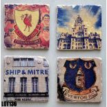 A set of stonework coasters with popular Liverpool images (approx 10x10cm) – by N.A.D. Photography