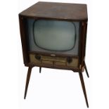 A c.1960s Decca TV in cabinet on tapering legs.