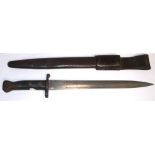 A 19th century officers dress sword with shagreen grip and scabbard and a 20th century bayonet,