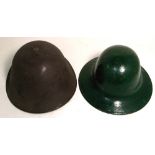 Two British military issue helmets (2).