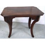 A late 19th early 20th century oak topped side table with chamfered corners on an associated