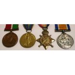 A group of four medals, a WWI Victory Medal awarded to ; RX4-211997.PTE. W. S. HOLDEN S.S.G.