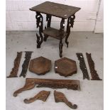 A 19th century small Burmese hardwood carved table decorated with flowers,