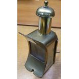 A brass compass lamp for gimballed fitting with convex main body and twin loop handles, height 25cm.