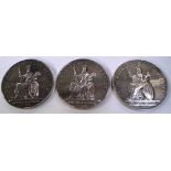 Four medallions, three awarded to Miss A Celia Brocklebank, 1913,