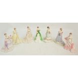 Six Royal Worcester limited edition "Spendor at Court" series figures, and a Royal Doulton figure