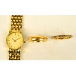 SEKONDA; a gold plated manual wind lady's wristwatch, the oval dial set with baton numerals,